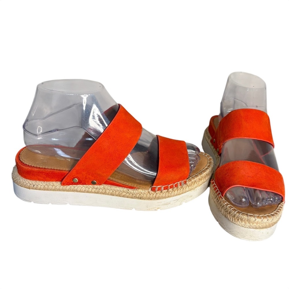 Franco Sarto‎ Orange Cappy Sandals Platform Espadrille Women's Size 6.5M